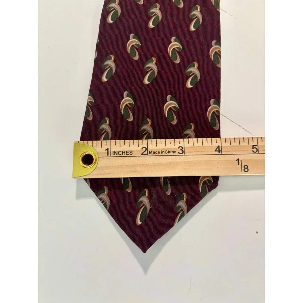 Etienne‎ Aigner Mens Burgundy Silk Tie Geometric